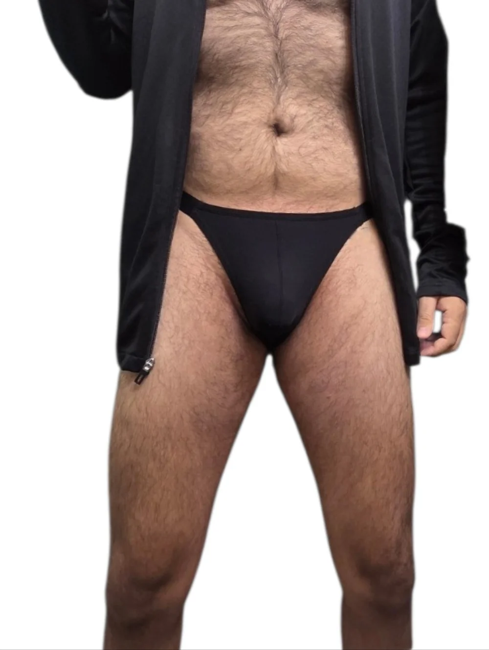 New Men's Black Strappy Thong Bikini Bottom Suze L - Picture 4 of 4